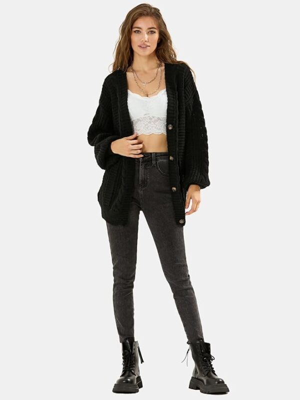 EXLURA Womens 2025 Oversized Cardigan Sweaters Fall Winter Lightweight Soft Knit Cardigan Open Front Button Outwear Coats - Image 6