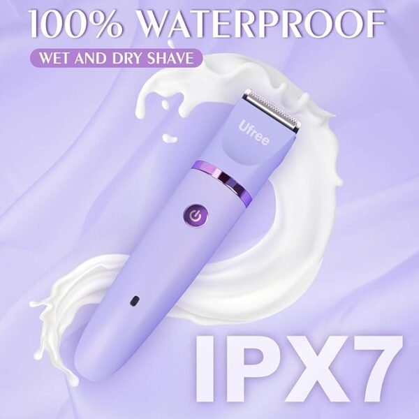 Ufree Bikini Trimmer for Women, Electric Razors for Women, Rechargeable Pubic Hair Trimmer Womens Electric Shaver for Legs Body Hair, Bikini Shaver IPX7 Waterproof, Gifts for Women, Purple - Image 2