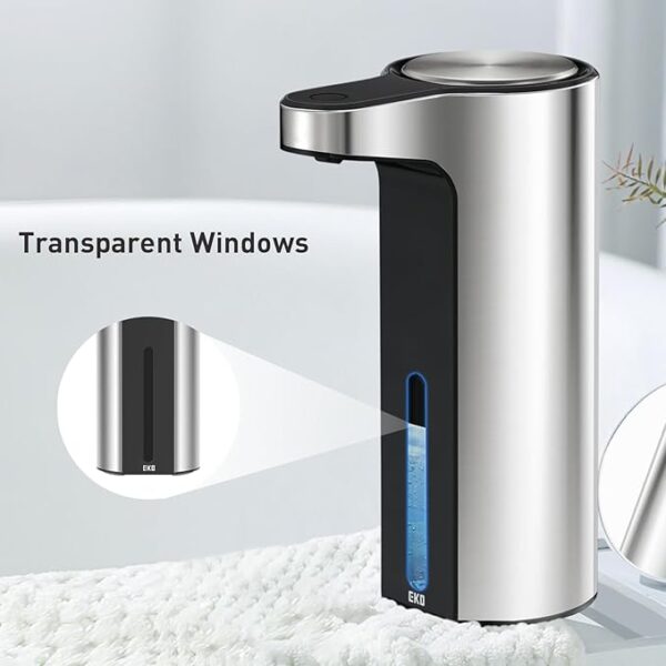 EKO Aroma Touchless Automatic Soap Dispenser for Kitchen and Bathroom, Liquid Hand Soap Dispenser, Water-Resistant and Rechargeable, 9 fl oz (Stainless) - Image 5