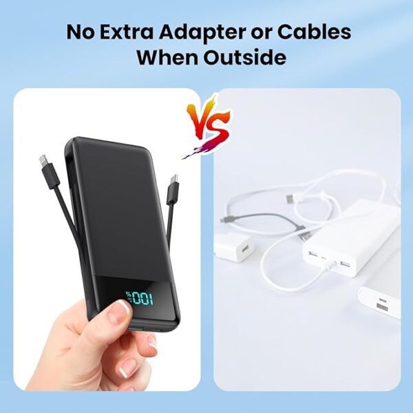 Portable Charger for iPhone with Built in Cables and Wall Plug,Upgraded 13800mAh Fast Charging USB C Power Bank,4 Outputs Travel Essential Battery Pack Compatible with iPhone 16/15/14,Samsung,Android - Image 7