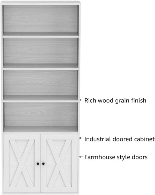 IRONCK Industrial Bookshelves and Bookcases with Doors Floor Standing 6 Shelf Display Storage Shelves 70 in Tall Bookcase for Home Office, Living Room - Image 4