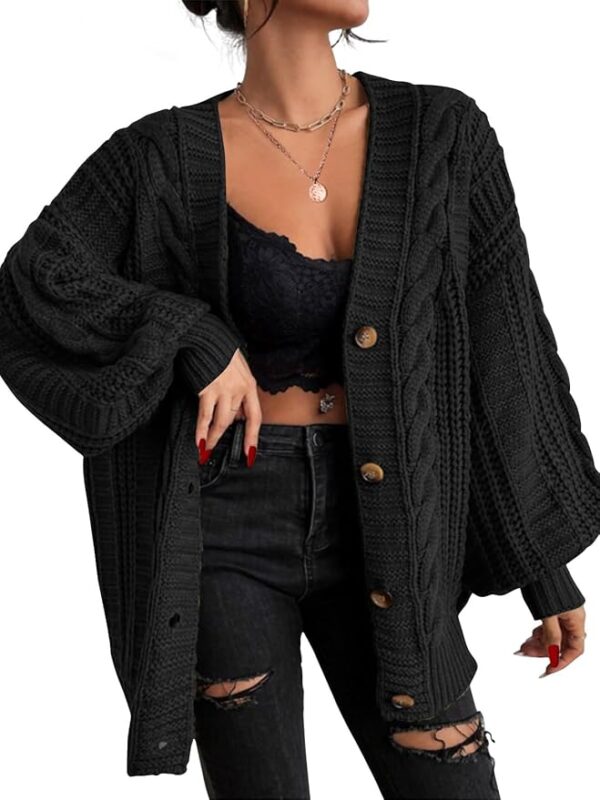 EXLURA Womens 2025 Oversized Cardigan Sweaters Fall Winter Lightweight Soft Knit Cardigan Open Front Button Outwear Coats