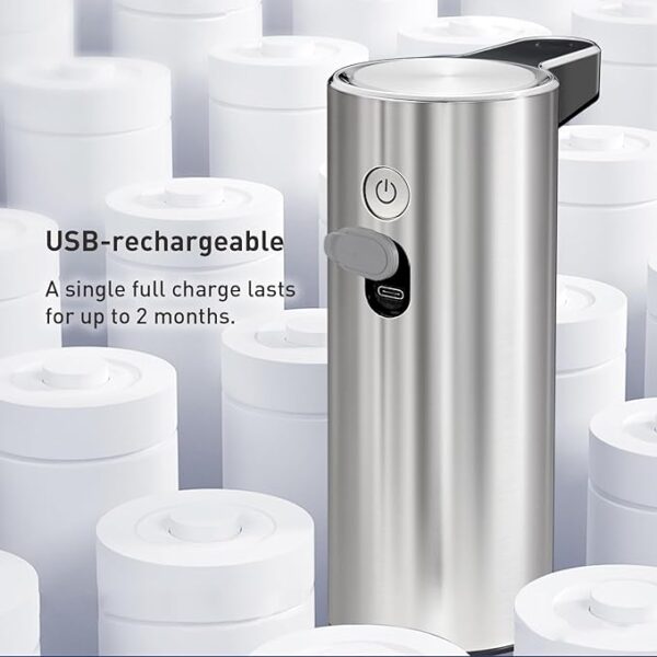 EKO Aroma Touchless Automatic Soap Dispenser for Kitchen and Bathroom, Liquid Hand Soap Dispenser, Water-Resistant and Rechargeable, 9 fl oz (Stainless) - Image 4