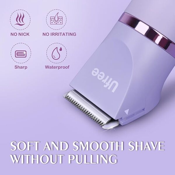 Ufree Bikini Trimmer for Women, Electric Razors for Women, Rechargeable Pubic Hair Trimmer Womens Electric Shaver for Legs Body Hair, Bikini Shaver IPX7 Waterproof, Gifts for Women, Purple - Image 3