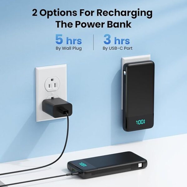 Portable Charger for iPhone with Built in Cables and Wall Plug,Upgraded 13800mAh Fast Charging USB C Power Bank,4 Outputs Travel Essential Battery Pack Compatible with iPhone 16/15/14,Samsung,Android - Image 5