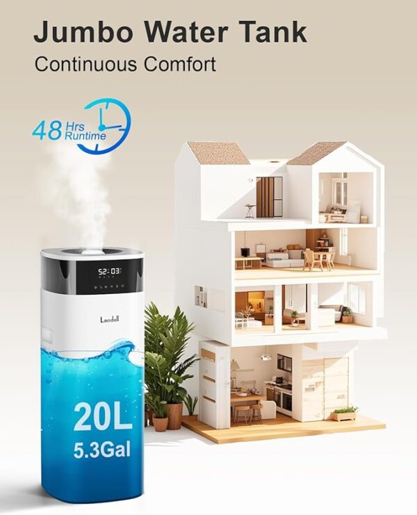 Humidifier Large Room 5.3Gal/20L - Cool and Warm Mist Humidifiers for Home 3000 sq ft, Air Humidifiers for Bedroom with Diffuser&Extended Tube, Whole House Humidifiers for Nursery Baby Plants - Image 5