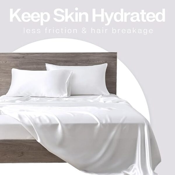 MR&HM Satin Pillowcase for Hair and Skin, Silk Satin Pillowcase 2 Pack, King Size Pillow Cases Set of 2, Silky Pillow Cover with Envelope Closure (20x36, White) - Image 5