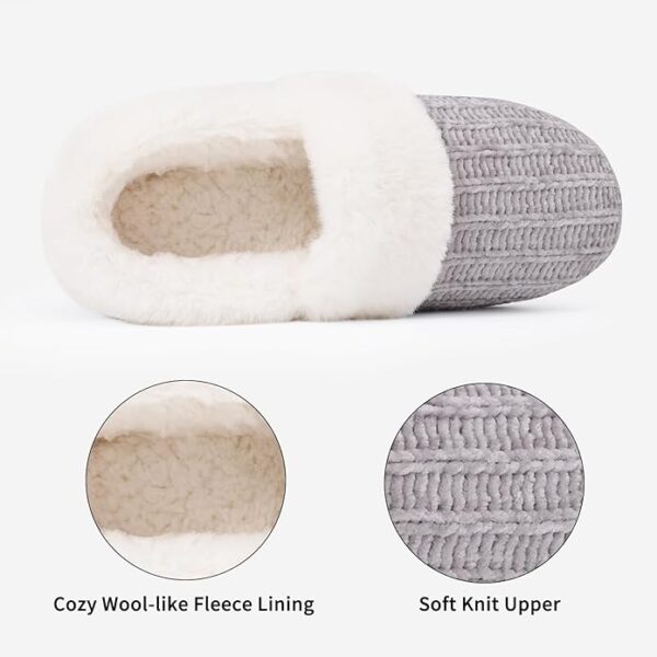 Evshine Women's Fuzzy Memory Foam Closed Back Slippers Chenille Knit Fleece Lined House Shoes - Image 3