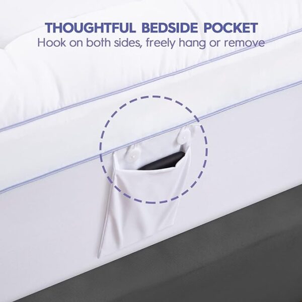 ABENE 3 Inch Dual Layer Memory Foam Mattress Topper King, 2 Inch Memory Foam Plus 1 Inch Down Alternative Pillowtop Mattress Pad, with Bedside Pocket, Support for Back Pain (King, White) - Image 4