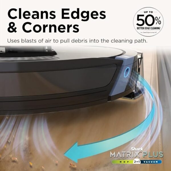 Shark Matrix Plus 2in1 Robot Vacuum & Mop with Sonic Mopping, Matrix Clean, Home Mapping, HEPA Bagless Self Empty Base, CleanEdge, for Pet Hair, WiFi, Black/Brass, AV2620WA - Image 2