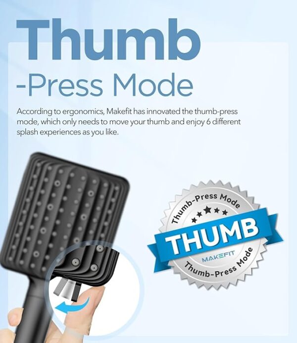 Filtered Shower Head Black - 6 Modes High Pressure Handheld Shower Head with Filter Mineral Beads, Detachable Handheld Showerhead Set with Stainless Steel Hose and Shower Arm Bracket - Image 6