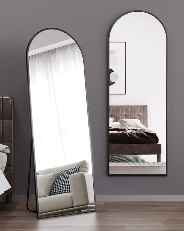 Floor Mirror, Full Length Mirror with Stand, Arched Wall Mirror, Mirror Full Length, Black Floor Mirror Freestanding, Wall Mounted Mirror for Bedroom Living Room, Black - Image 5