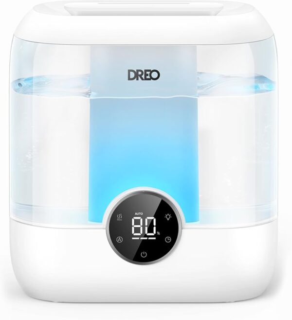 Dreo 6L Top Fill Humidifiers for Bedroom, 60H Runtime, 28 dB Quiet Supersized Cool Mist Humidifiers for Large Room, Air Humidifier for Home, Baby, Plant, Indoor, Night Light, Ultrasonic