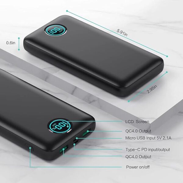 Portable Charger Power Bank 30,800mAh LCD Display Power Bank,25W PD Fast Charging +QC 4.0 Quick Phone Charging Power Bank Tri-Outputs Battery Pack Compatible with iPhone,Android etc(Black) - Image 6