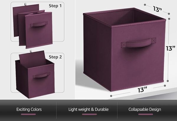 Sorbus Fabric Storage Cubes - 6 Foldable Storage Bins for Organizing Pantry, Cubbies, Toy Box - Clothes Storage & Closet Organizer - 13 Inch Collapsible Cube Baskets for Shelves with Handle - Image 2