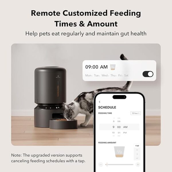 PETLIBRO Automatic Cat Feeder, 5G WiFi Automatic Dog Feeder with Freshness Preservation, 5L Timed Cat Feeder with Low Food Sensor, Up to 10 Meals Per Day, Granary Pet Feeder for Cats, Black - Image 5