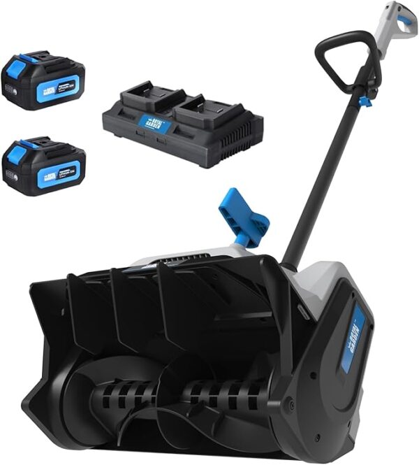 ROYAL GARDEN Cordless Snow Shovel, 40V 16” Brushless Snow Blower with Directional Plate (2 * 20V 4.0Ah Battery & Dual Charger Included)