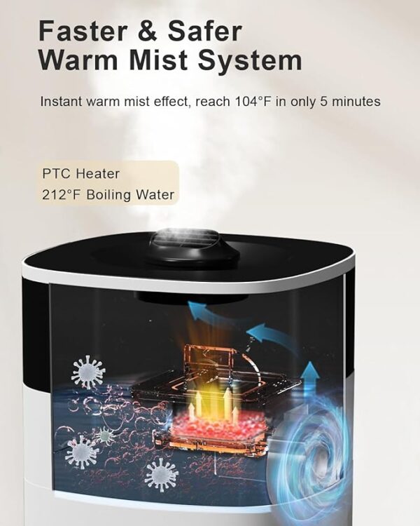 Humidifier Large Room 5.3Gal/20L - Cool and Warm Mist Humidifiers for Home 3000 sq ft, Air Humidifiers for Bedroom with Diffuser&Extended Tube, Whole House Humidifiers for Nursery Baby Plants - Image 6