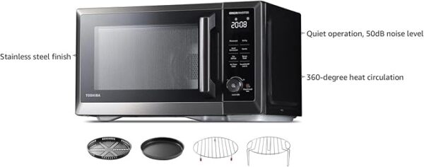 TOSHIBA Countertop Microwave Oven Air Fryer Combo, Inverter, Convection, Broil, Speedy Combi, Even Defrost, Humidity Sensor, Mute Function, 27 Auto Menu&47 Recipes, 1.0 cu.ft/30QT, 1000W - Image 6