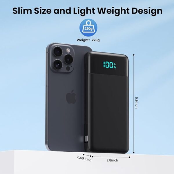 Portable Charger for iPhone with Built in Cables and Wall Plug,Upgraded 13800mAh Fast Charging USB C Power Bank,4 Outputs Travel Essential Battery Pack Compatible with iPhone 16/15/14,Samsung,Android - Image 6
