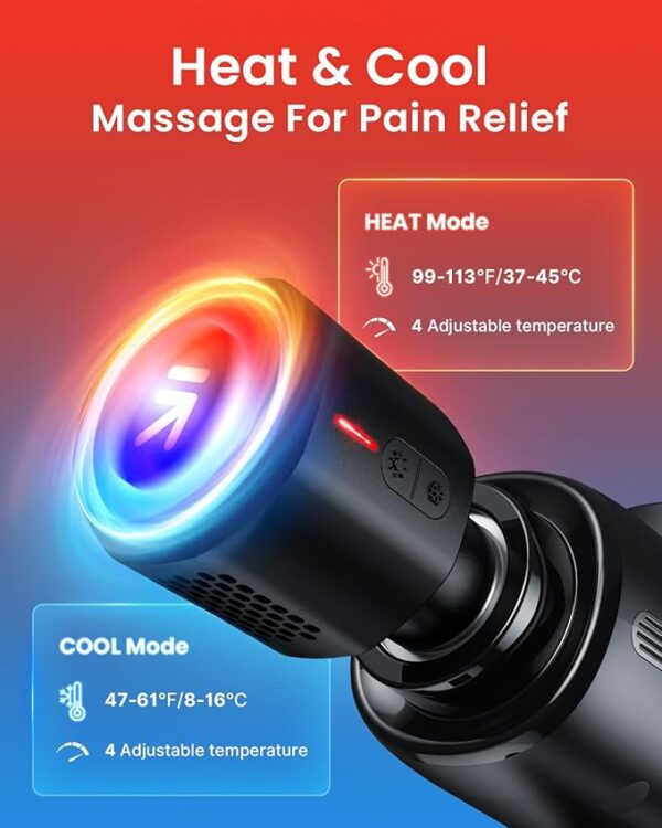 RENPHO Thermacool Massage Gun Deep Tissue with Heat and Cold Head, FSA HSA Eligible, Valentine Gifts, Handheld Muscle Massager with Carry Case, Body Masajeador for Men Women Athletes, Active - Image 2