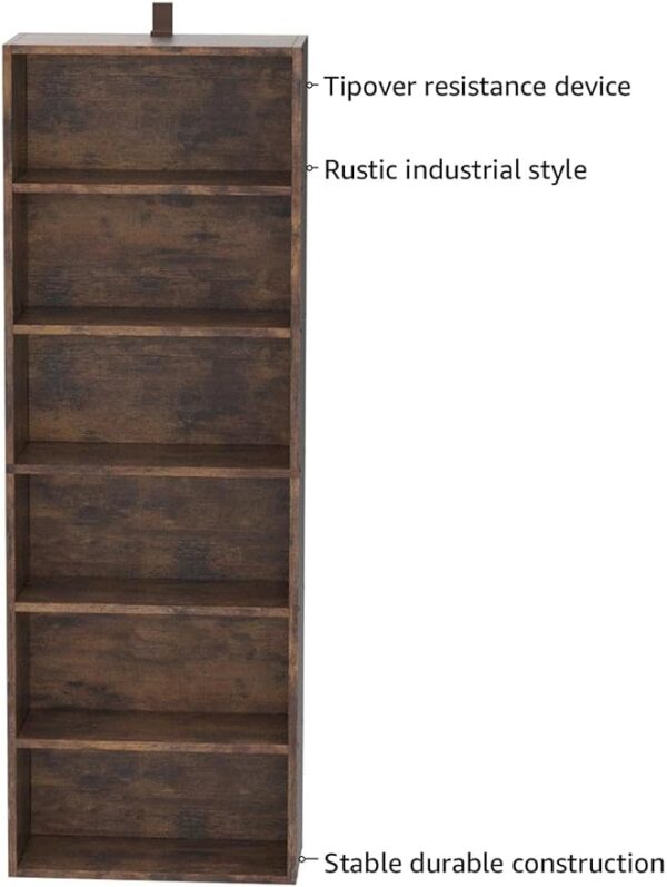 IRONCK Industrial Bookshelves and Bookcases Floor Standing 6 Shelf Display Storage Shelves 70 in Tall Bookcase Home Decor Furniture for Home Office, Living Room, Bed Room, Vintage Brown - Image 4