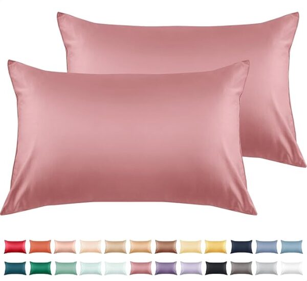 Warmstar Cotton Pillow Cases Queen Size Set of 2, 600 Thread Count Pillowcases 20x30 Inches, Soft Long Staple Cotton Pillowcases Breathable with Envelope Closure,Lotus Pink