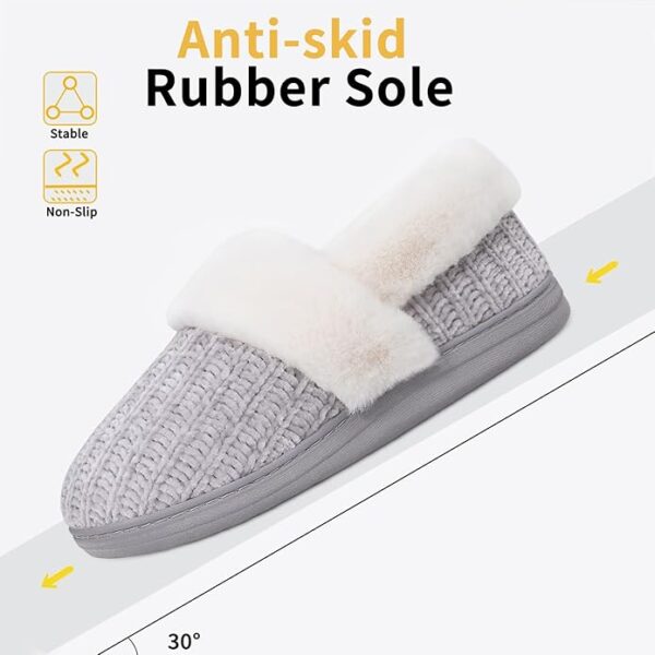 Evshine Women's Fuzzy Memory Foam Closed Back Slippers Chenille Knit Fleece Lined House Shoes - Image 2