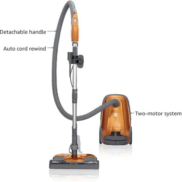 Kenmore 81214 200 Series Pet Friendly Lightweight Bagged Canister Vacuum with HEPA, 2 Motor System, and 3 Cleaning Tools-Orange - Image 3