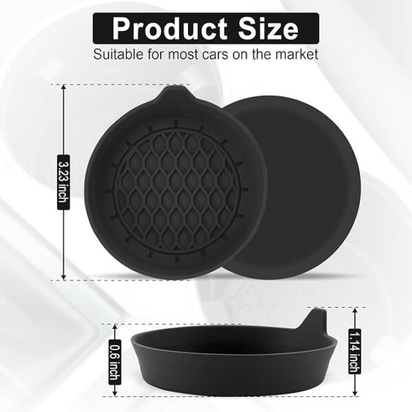 SINGARO Car Cup Holder Coaster, Silicone Cup Holder Insert, Universal Non-Slip Cup Holders, Car Accessories Interior for Women and Man Interior Sets 4 Pack Black - Image 6