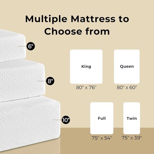 Rolanstar Twin Mattress with Waterproof Mattress Protector, 6 Inch Gel Memory Foam Mattress in a Box, Fiberglass Free, Breathable for Cool Sleep & Comfy Support, CertiPUR-US Certified, White - Image 2