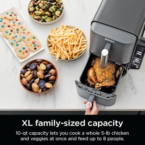 Ninja DoubleStack XL Smart 2-Basket Air Fryer, Smart Cook System, DoubleStack Technology Cook 4 Foods at Once, Space Saving Design, 10 QT, 6-in-1, Smart Finish & Match Cook, Air Fry, Broil, Bake SL451 - Image 4