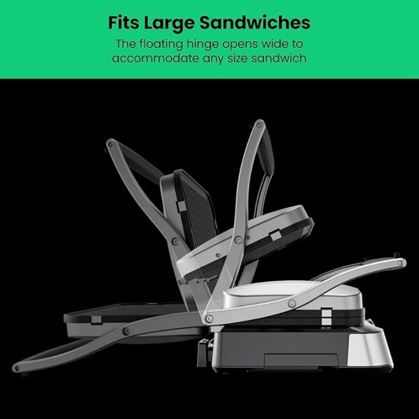 Chefman 5-in-1 Digital Panini Press Grill Sandwich Maker and Griddle Grill Combo with Removable, Reversible Dishwasher-Safe Grilling Plates, Opens 180° for Indoor BBQ /Flat Top Grill, Stainless steel - Image 2