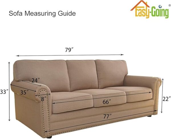 Easy-Going Stretch Sofa Slipcover 1-Piece Sofa Cover Furniture Protector Couch Soft with Elastic Bottom for Kids, Polyester Spandex Jacquard Fabric Small Checks (Sofa, Dark Gray) - Image 2