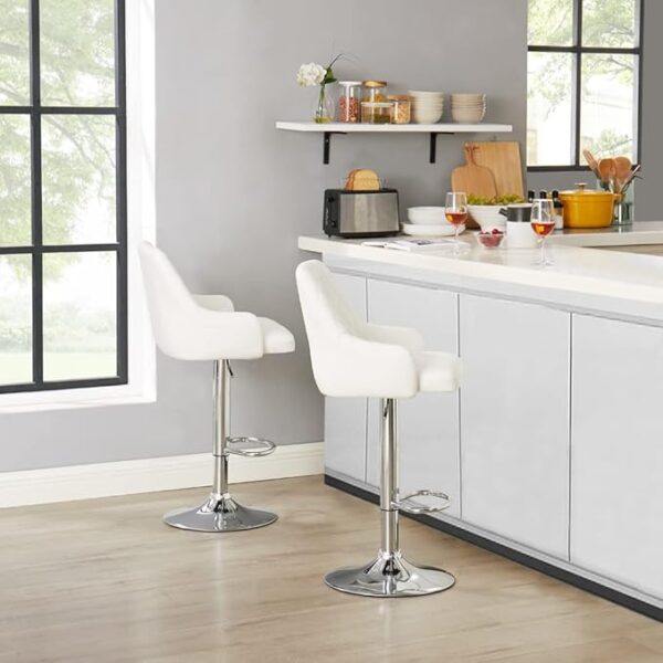 VECELO Bar Stools Set of 4, Adjustable Bar Stools with Back, Bar Height Stools for Kitchen Counter - Image 2