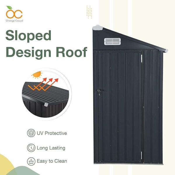 OC Orange-Casual 8 x 6 FT Outdoor Storage Shed, Metal Garden Tool Shed, Outside Sheds & Outdoor Storage Galvanized Steel w/Lockable Door for Backyard, Patio, Lawn, Black - Image 4
