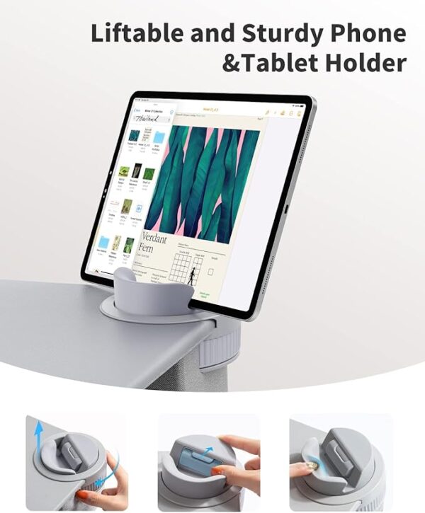 SAIJI Laptop Lap Desk for Bed—Fits Up to 17" Laptop & MacBook,Lightweight Tray Table with Soft Leather Wrist Pad,Sturdy Phone/Tablet Holder,Laptop Stand with Cushion for Home Office/Gaming On Couch - Image 3