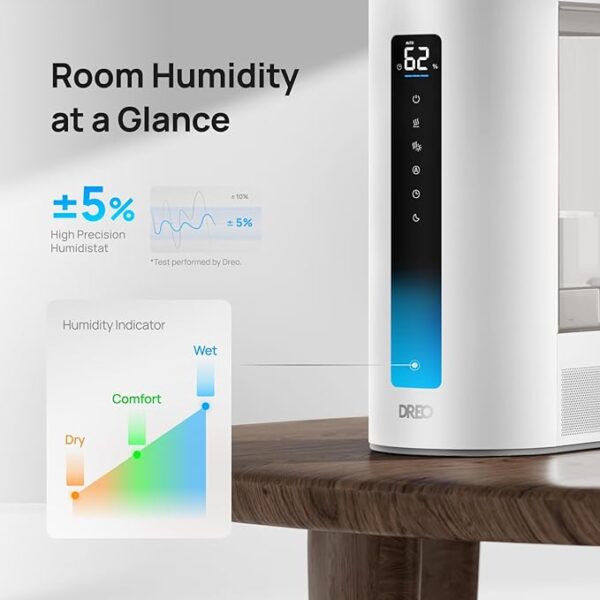 Dreo 6L Humidifier Large Room, Warm & Cool Mist Humidifiers for Bedroom, 60H Runtime, 12H Timer, Top Fill, Oil Diffuser, Humidity Indicator Light, Baby, Plants, Easy Clean, HM713 - Image 2