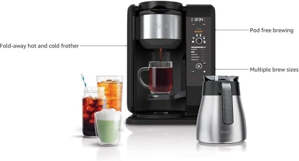 Ninja Hot and Cold Brewed System, Tea & Coffee Maker, with Auto-iQ, 6 Sizes, 5 Styles, 5 Tea Settings, 50 oz Thermal Carafe, Frother, Coffee & Tea Baskets, Dishwasher Safe Parts, Black, CP307 - Image 2