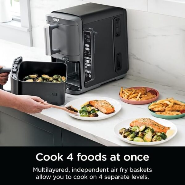 Ninja DoubleStack XL Smart 2-Basket Air Fryer, Smart Cook System, DoubleStack Technology Cook 4 Foods at Once, Space Saving Design, 10 QT, 6-in-1, Smart Finish & Match Cook, Air Fry, Broil, Bake SL451 - Image 3