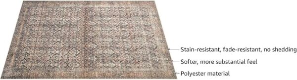Loloi Amber Lewis Billie Collection, Ink & Salmon 7'-6" x 9'-6" Area Rug – Antique & Distressed Accent Rugs for Living Room, Bedroom, Entryway & Hallway, No Shed High Traffic Area Home Decor Rug - Image 2