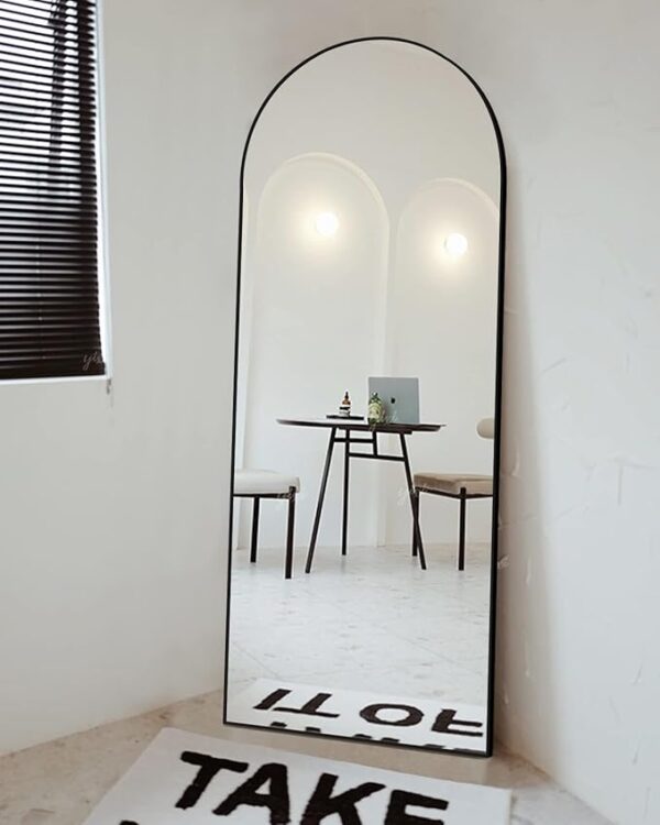 Floor Mirror, Full Length Mirror with Stand, Arched Wall Mirror, Mirror Full Length, Black Floor Mirror Freestanding, Wall Mounted Mirror for Bedroom Living Room, Black - Image 6