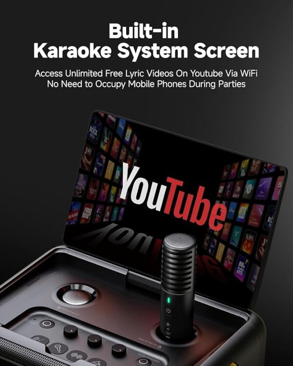2024 Smart Karaoke Machine for Adults - with Lyrics Display, 64GB Karaoke Tablet, 2 Wireless Mics, Professional Karaoke System, 600W Peak Power, 4 DJ Lights, Karaoke Speaker for Any Occasion - Image 3