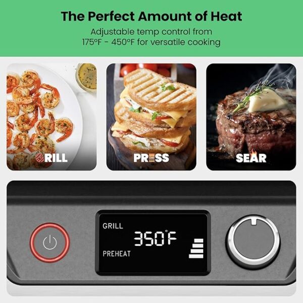Chefman 5-in-1 Digital Panini Press Grill Sandwich Maker and Griddle Grill Combo with Removable, Reversible Dishwasher-Safe Grilling Plates, Opens 180° for Indoor BBQ /Flat Top Grill, Stainless steel - Image 4