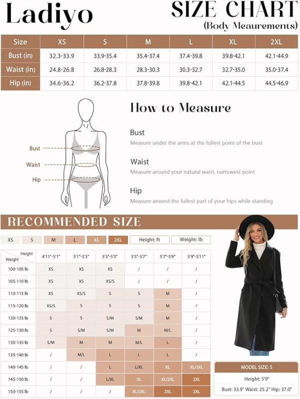 Womens Classic Coat Lapel Collar Open Front Belted Long Jacket - Image 2