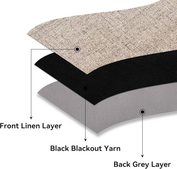 CUCRAF Full Blackout Window Curtains 84 inches Long,Faux Linen Look Thermal Insulated Grommet Drapes Panels for Bedroom Living Room,Set of 2(52 x 84 inches, Light Khaki) - Image 5