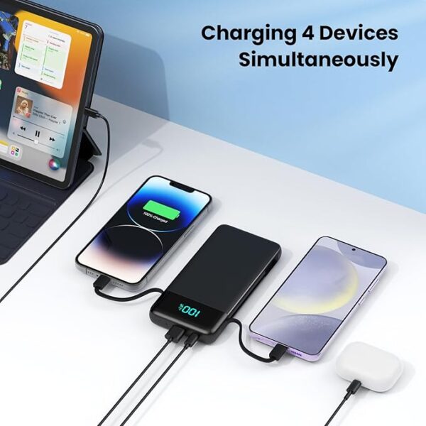 Portable Charger for iPhone with Built in Cables and Wall Plug,Upgraded 13800mAh Fast Charging USB C Power Bank,4 Outputs Travel Essential Battery Pack Compatible with iPhone 16/15/14,Samsung,Android - Image 3