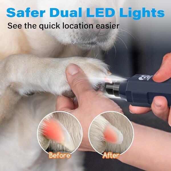Casfuy 6-Speed Dog Nail Grinder - Newest Enhanced Pet Nail Grinder Super Quiet Rechargeable Electric Dog Nail Trimmer Painless Paws Grooming & Smoothing Tool for Large Medium Small Dogs (Blue) - Image 5
