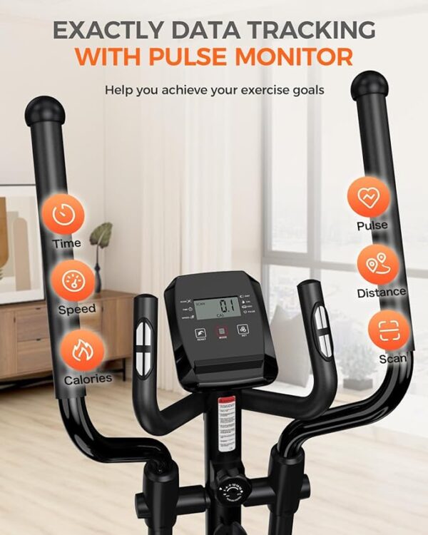 pooboo Elliptical Machine, Elliptical Exercise Machine with 16-Level Resistance&Hyper-Quiet Magnetic Driving System, Elliptical Machine for Home with LCD Monitor&15.5IN Stride, 350LBS Weight Capacity - Image 2