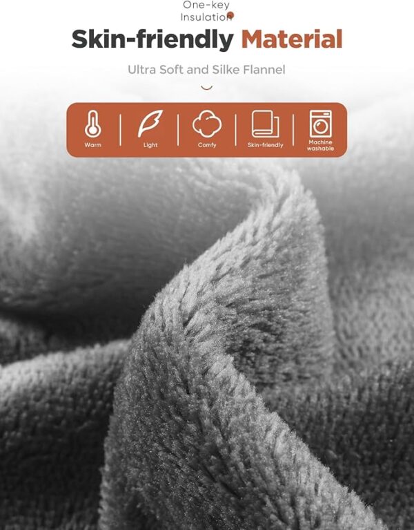 Heated Throw Blanket with 1-9 hrs Timer Auto-Off & 8 Heating Levels,Flannel Electric Blanket Throw ETL Certification,Machine Washable Full Body Warming Blankets - Image 7